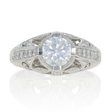 White Gold Semi-Mount Engagement Ring - 14k Fits 6.5mm Center w/ .30ctw Diamonds White Gold Semi-Mount Engagement Ring - 14k Fits 6.5mm Center w/ .30ctw Diamonds