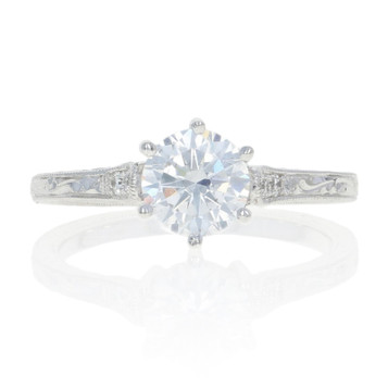 White Gold Semi-Mount Engagement Ring - 14k Fits 6.5mm Center w/ Diamond Accents White Gold Semi-Mount Engagement Ring - 14k Fits 6.5mm Center w/ Diamond Accents