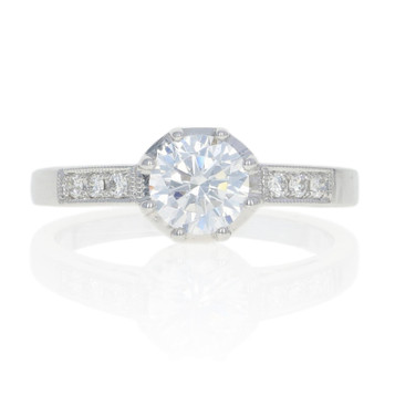 White Gold Semi-Mount Engagement Ring - 14k Fits 6mm Center with Diamond Accents White Gold Semi-Mount Engagement Ring - 14k Fits 6mm Center with Diamond Accents