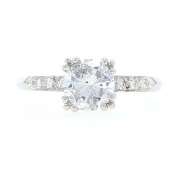 Platinum Diamond Vintage Engagement Ring - 900 Round Cut 1.18ctw Platinum Diamond Vintage Engagement Ring - 900 Round Cut 1.18ctw