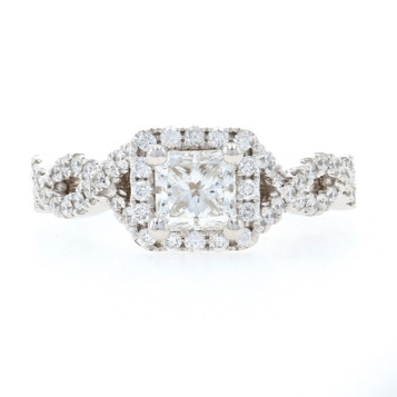 Valina Diamond Halo Engagement Ring White Gold - 14k Princess Cut 1.15ctw GIA Valina Diamond Halo Engagement Ring White Gold - 14k Princess Cut 1.15ctw GIA