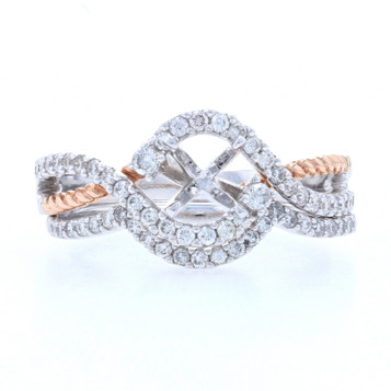 NEW Semi-Mount Engagement Ring & Wedding Band - 14k Gold for 5mm Center .37ctw NEW Semi-Mount Engagement Ring & Wedding Band - 14k Gold for 5mm Center .37ctw