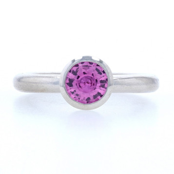 Palladium Pink Sapphire Solitaire Ring - Round Cut 1.40ct Engagement Size 6 3/4 Palladium Pink Sapphire Solitaire Ring - Round Cut 1.40ct Engagement Size 6 3/4
