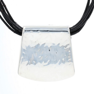 Sterling Silver Hammered Slide Pendant Necklace 16 3/4" - 925 Six-Strand Cord Sterling Silver Hammered Slide Pendant Necklace 16 3/4" - 925 Six-Strand Cord