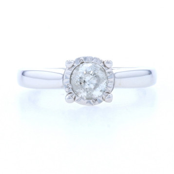 White Gold Diamond Solitaire Engagement Ring - 14k Round Brilliant Cut .50ct White Gold Diamond Solitaire Engagement Ring - 14k Round Brilliant Cut .50ct