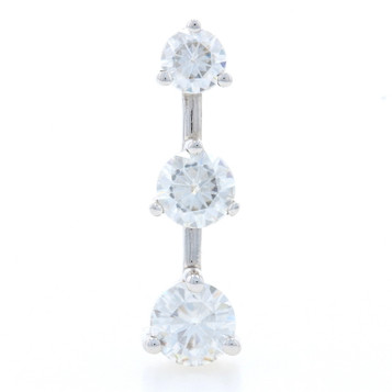White Gold Moissanite Graduated Three-Stone Journey Pendant - 14k Round 2.40ctw White Gold Moissanite Graduated Three-Stone Journey Pendant - 14k Round 2.40ctw