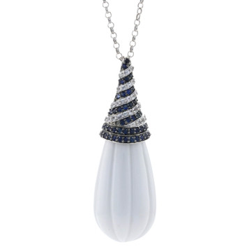 Carlo Viani Howlite Sapphire Swirl Pendant Necklace Sterling 925 2.10ctw Adjust Carlo Viani Howlite Sapphire Swirl Pendant Necklace Sterling 925 2.10ctw Adjust