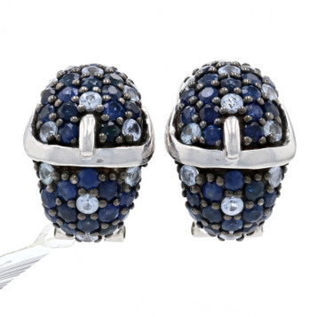 Ziba by Le Vian Sapphire Buckle J-Hoop Earrings Sterling - 925 Rnd 8.00ctw Ombre Ziba by Le Vian Sapphire Buckle J-Hoop Earrings Sterling - 925 Rnd 8.00ctw Ombre