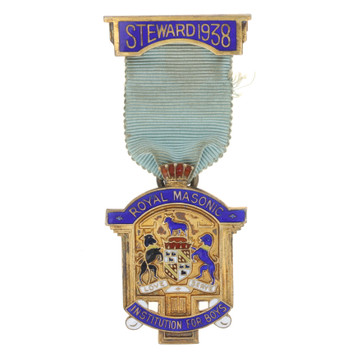 1938 Royal Masonic Institution for Boys Steward Medal Sterling 925 British Badge 1938 Royal Masonic Institution for Boys Steward Medal Sterling 925 British Badge