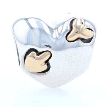 NEW Pandora Love Struck Charm - 925 Sterling Silver 14k Yellow Gold Heart 791171 NEW Pandora Love Struck Charm - 925 Sterling Silver 14k Yellow Gold Heart 791171
