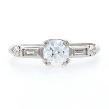 Art Deco Diamond Engagement Ring - 900 Platinum Vintage GIA Old European .66ctw Art Deco Diamond Engagement Ring - 900 Platinum Vintage GIA Old European .66ctw