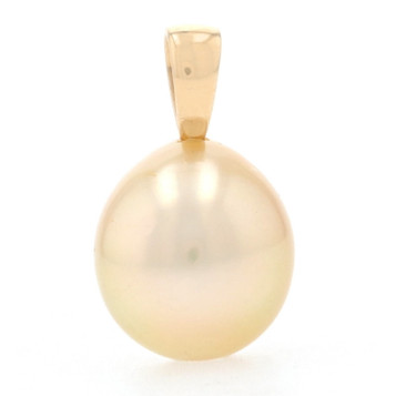 Yellow Gold Cultured Pearl Pendant - 14k Solitaire Yellow Gold Cultured Pearl Pendant - 14k Solitaire