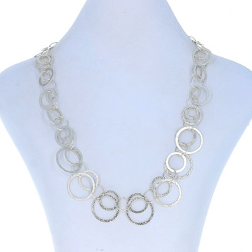 Milor Graduated Necklace 17 1/2" - Sterling Silver 925 Textured Circles Milor Graduated Necklace 17 1/2" - Sterling Silver 925 Textured Circles