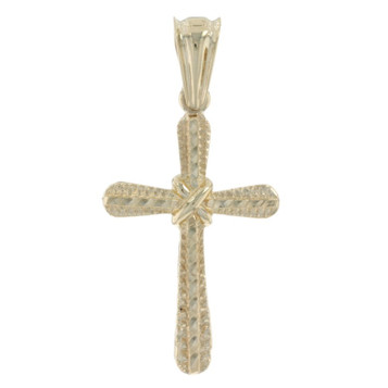 Yellow Gold Etched Cross Pendant - 10k Faith Yellow Gold Etched Cross Pendant - 10k Faith