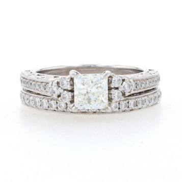 Scott Kay Diamond Engagement Ring & Wedding Band White Gold 14k Princess 1.79ctw Scott Kay Diamond Engagement Ring & Wedding Band White Gold 14k Princess 1.79ctw