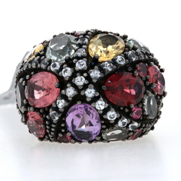 Ziba by Le Vian Tourmaline Citrine Quartz Amethyst Garnet Ring Sterling Sz 6 1/2 Ziba by Le Vian Tourmaline Citrine Quartz Amethyst Garnet Ring Sterling Sz 6 1/2