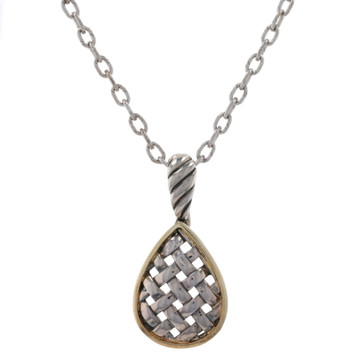 NEW Sterling Silver & Yellow Gold Pendant Necklace 18 1/4" - 18k Woven Design NEW Sterling Silver & Yellow Gold Pendant Necklace 18 1/4" - 18k Woven Design