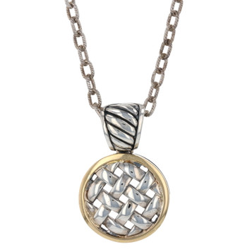 NEW Sterling Silver & Yellow Gold Woven Design Pendant Necklace 18" - 18k NEW Sterling Silver & Yellow Gold Woven Design Pendant Necklace 18" - 18k