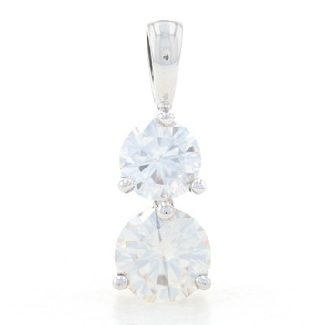 White Gold Moissanite Two-Stone Pendant - 14k Round Cut 1.60ctw White Gold Moissanite Two-Stone Pendant - 14k Round Cut 1.60ctw