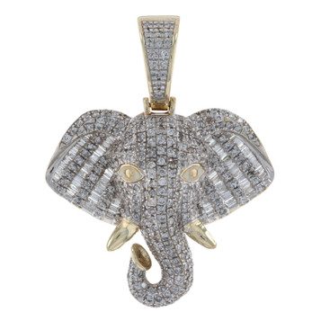 Yellow Gold Diamond Elephant Men's Pendant 10k Rnd Baguette 1.88ctw Animal Bling Yellow Gold Diamond Elephant Men's Pendant 10k Rnd Baguette 1.88ctw Animal Bling