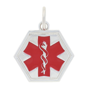 Sterling Silver Medical Alert Charm - 925 Red Enamel Health Wellness Pendant Sterling Silver Medical Alert Charm - 925 Red Enamel Health Wellness Pendant