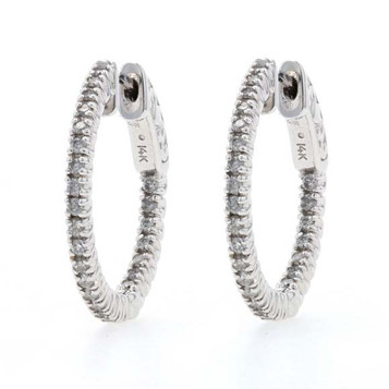 White Gold Diamond Inside-Out Hoop Earrings - 14k Round Brilliant .50ctw Pierced White Gold Diamond Inside-Out Hoop Earrings - 14k Round Brilliant .50ctw Pierced