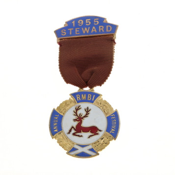 Royal Masonic Benevolent Institute 1955 Steward Enameled Crest Jewel Medal RMBI