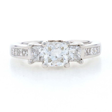 White Gold Diamond Three-Stone Engagement Ring - 14k Princess Cut 1.86ctw White Gold Diamond Three-Stone Engagement Ring - 14k Princess Cut 1.86ctw
