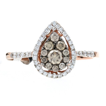 Kallati Fancy Brown Diamond Cluster Halo Ring - Rose Gold 9k Round Cut .45ctw Kallati Fancy Brown Diamond Cluster Halo Ring - Rose Gold 9k Round Cut .45ctw