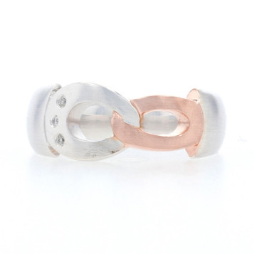 New Bastian Inverun Knot Link Diamond Ring Sterling 14k Rose Gold Vermeil Band New Bastian Inverun Knot Link Diamond Ring Sterling 14k Rose Gold Vermeil Band