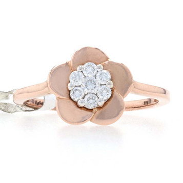 Kallati Diamond Flower Cluster Halo Ring - Rose Gold 9k Round Cut .20ctw Blossom Kallati Diamond Flower Cluster Halo Ring - Rose Gold 9k Round Cut .20ctw Blossom