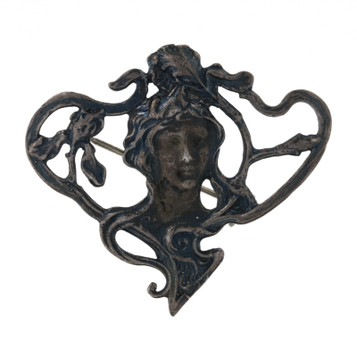 Sterling Silver Art Nouveau Figural Bust Brooch - 925 Antique Pin Sterling Silver Art Nouveau Figural Bust Brooch - 925 Antique Pin