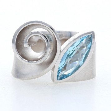 New Sterling Silver Bastian Inverun Blue Topaz Swirl Ring - 8.5 Statement New Sterling Silver Bastian Inverun Blue Topaz Swirl Ring - 8.5 Statement
