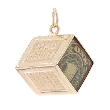 Yellow Gold Mad Money Charm - 14k Emergency Money Folded $1 Bill Yellow Gold Mad Money Charm - 14k Emergency Money Folded $1 Bill