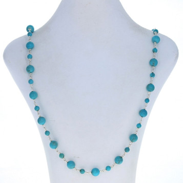 Sterling Silver Howlite Link Necklace 35 3/4" - 925 Sterling Silver Howlite Link Necklace 35 3/4" - 925