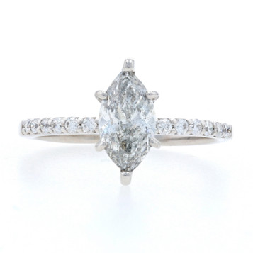 White Gold Diamond Engagement Ring - 14k Marquise Cut 1.21ctw White Gold Diamond Engagement Ring - 14k Marquise Cut 1.21ctw