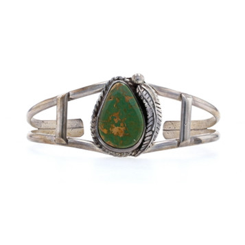 Native American Jackson Pino Green Turquoise Feather Cuff Bracelet 6 1/2" 925 Native American Jackson Pino Green Turquoise Feather Cuff Bracelet 6 1/2" 925