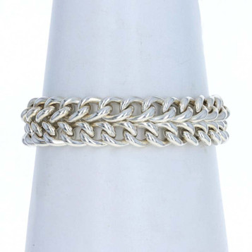 Sterling Silver Double Strand Curb Chain Bracelet 7 3/4" - 925 Italy Sterling Silver Double Strand Curb Chain Bracelet 7 3/4" - 925 Italy