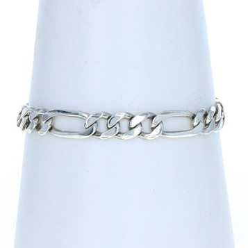 Sterling Silver Diamond Cut Figaro Chain Men's Bracelet 9" - 925 Italy Sterling Silver Diamond Cut Figaro Chain Men's Bracelet 9" - 925 Italy