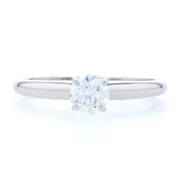 White Gold Diamond Solitaire Engagement Ring - 14k Round Brilliant Cut .47ct White Gold Diamond Solitaire Engagement Ring - 14k Round Brilliant Cut .47ct