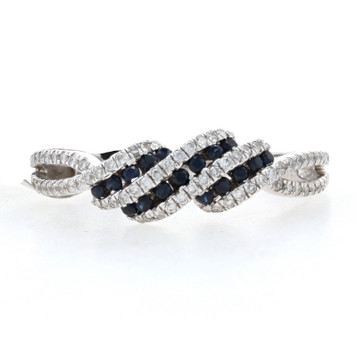 Kallati Sapphire & Diamond Stripe Twist Band - White Gold 9k Round .49ctw Ring Kallati Sapphire & Diamond Stripe Twist Band - White Gold 9k Round .49ctw Ring