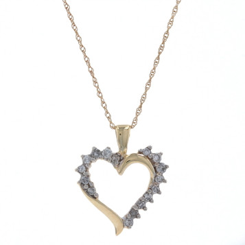Yellow Gold Diamond Heart Pendant Necklace 18 1/4" - 10k Round Cut .20ctw Love Yellow Gold Diamond Heart Pendant Necklace 18 1/4" - 10k Round Cut .20ctw Love