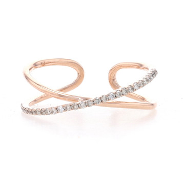 Kallati Diamond Crossover Band - Rose Gold 9k Round .10ctw Adjustable Ring Kallati Diamond Crossover Band - Rose Gold 9k Round .10ctw Adjustable Ring