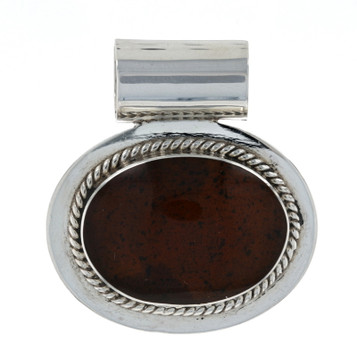 Sterling Silver Simulated Amber Omega Slide Solitaire Pendant - 925 Oval Mexico Sterling Silver Simulated Amber Omega Slide Solitaire Pendant - 925 Oval Mexico