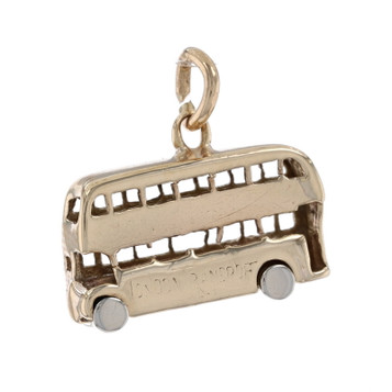 Yellow Gold Double-Decker Bus Charm - 9k Transport London Souvenir Pendant Moves Yellow Gold Double-Decker Bus Charm - 9k Transport London Souvenir Pendant Moves