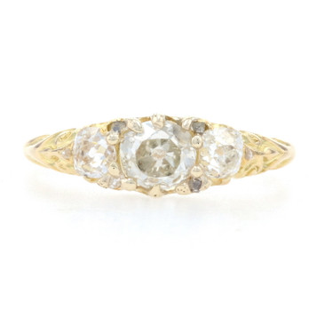 Yellow Gold Diamond Edwardian Ring -18k Old Mine 1.33ctw GIA Antique Three-Stone Yellow Gold Diamond Edwardian Ring -18k Old Mine 1.33ctw GIA Antique Three-Stone