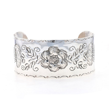 Sterling Silver Flower Garland Handmade Cuff Bracelet 7 1/2" - 925 Botanical Sterling Silver Flower Garland Handmade Cuff Bracelet 7 1/2" - 925 Botanical