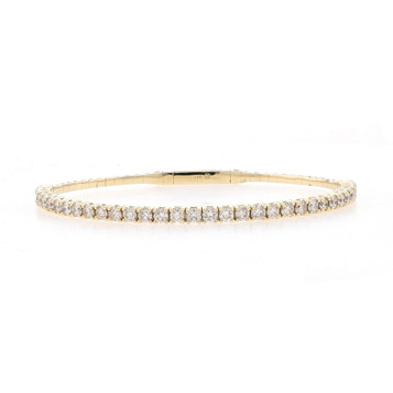Yellow Gold Diamond Flex Bangle Bracelet 6 3/4" - 14k Round 2.93ctw Oval Yellow Gold Diamond Flex Bangle Bracelet 6 3/4" - 14k Round 2.93ctw Oval
