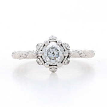 White Gold Diamond Engagement Ring - 14k Round Brilliant 1.03ctw Rope Milgrain White Gold Diamond Engagement Ring - 14k Round Brilliant 1.03ctw Rope Milgrain