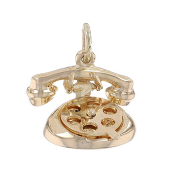 Yellow Gold Rotary Telephone Charm - 14k Love Messages Finger Wheel Moves Yellow Gold Rotary Telephone Charm - 14k Love Messages Finger Wheel Moves